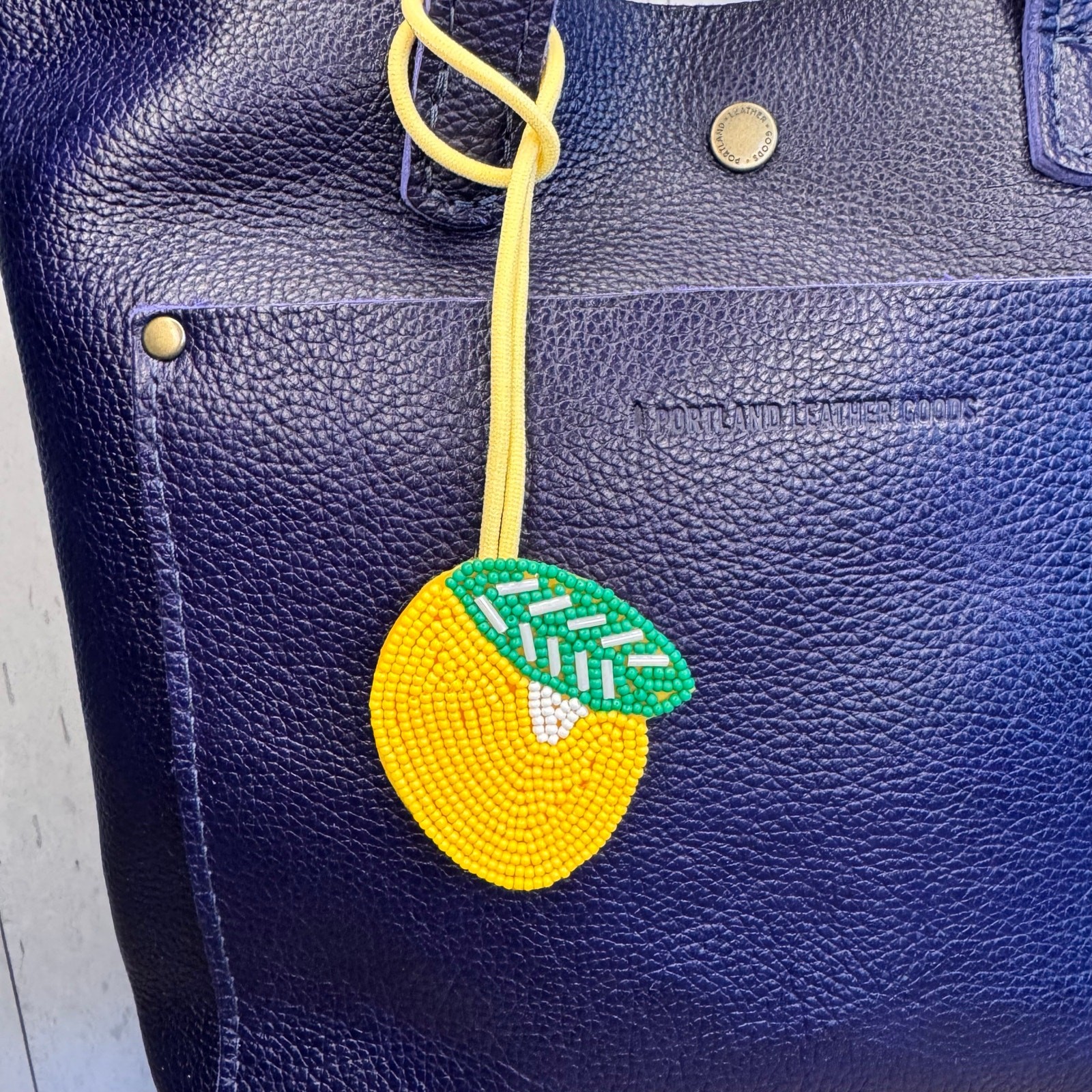 Lemon Bag Charm Yellow Lemon Fruit Purse Charm NEW FAST SHIP Beaded Charm