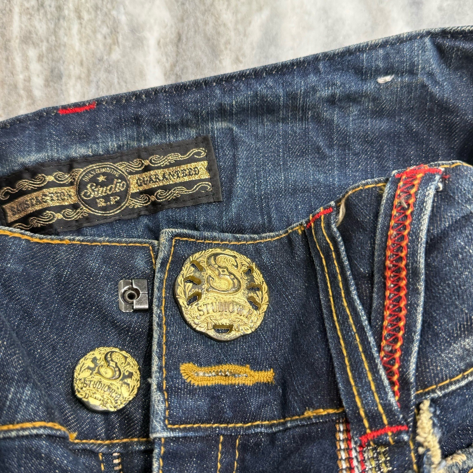 Studio R.P Flare Denim Pants y2k RED PEPPER Size 27 Vintage Rare