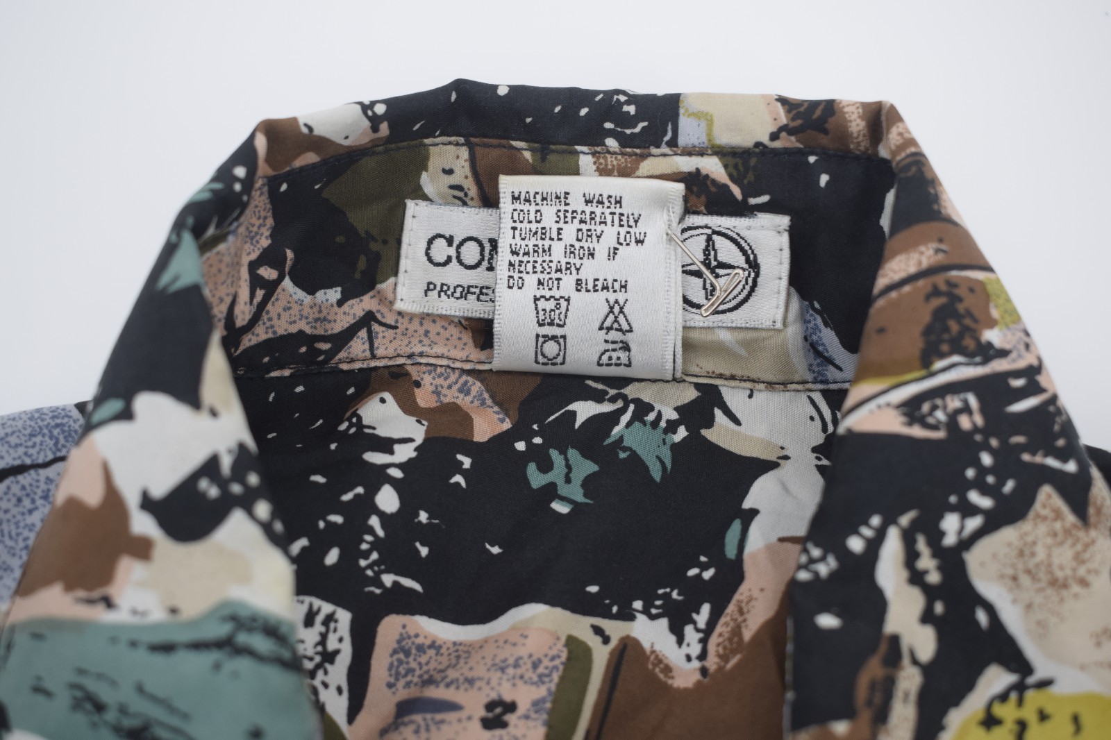 Compass 100% Silk Shirt Mens Medium Abstract Print Hawaiian Camp Shirt