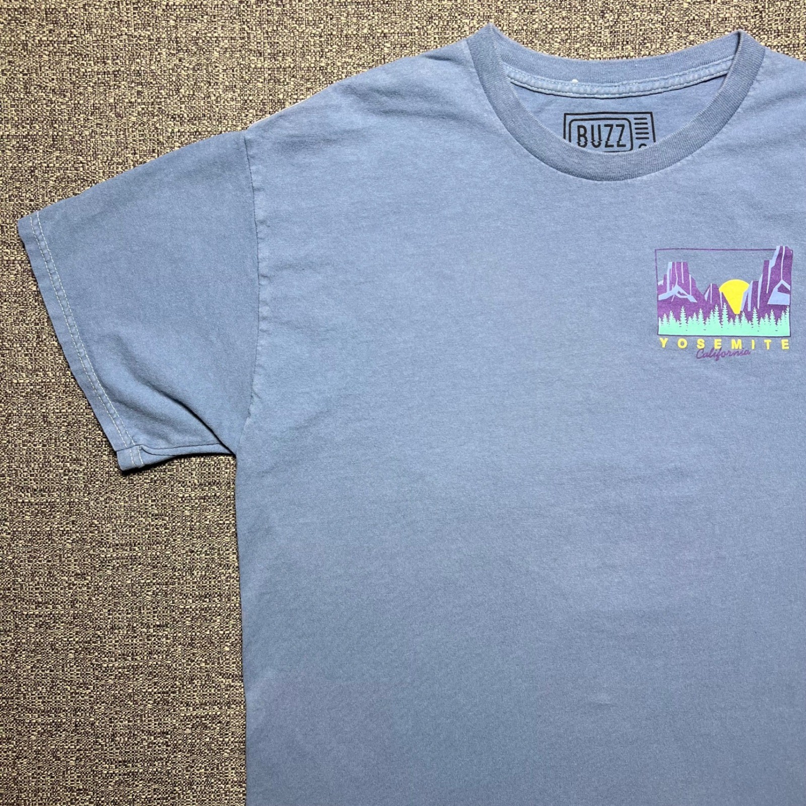 Yosemite National Park Sunset Mountain Double Sided Blue T Shirt Mens Medium