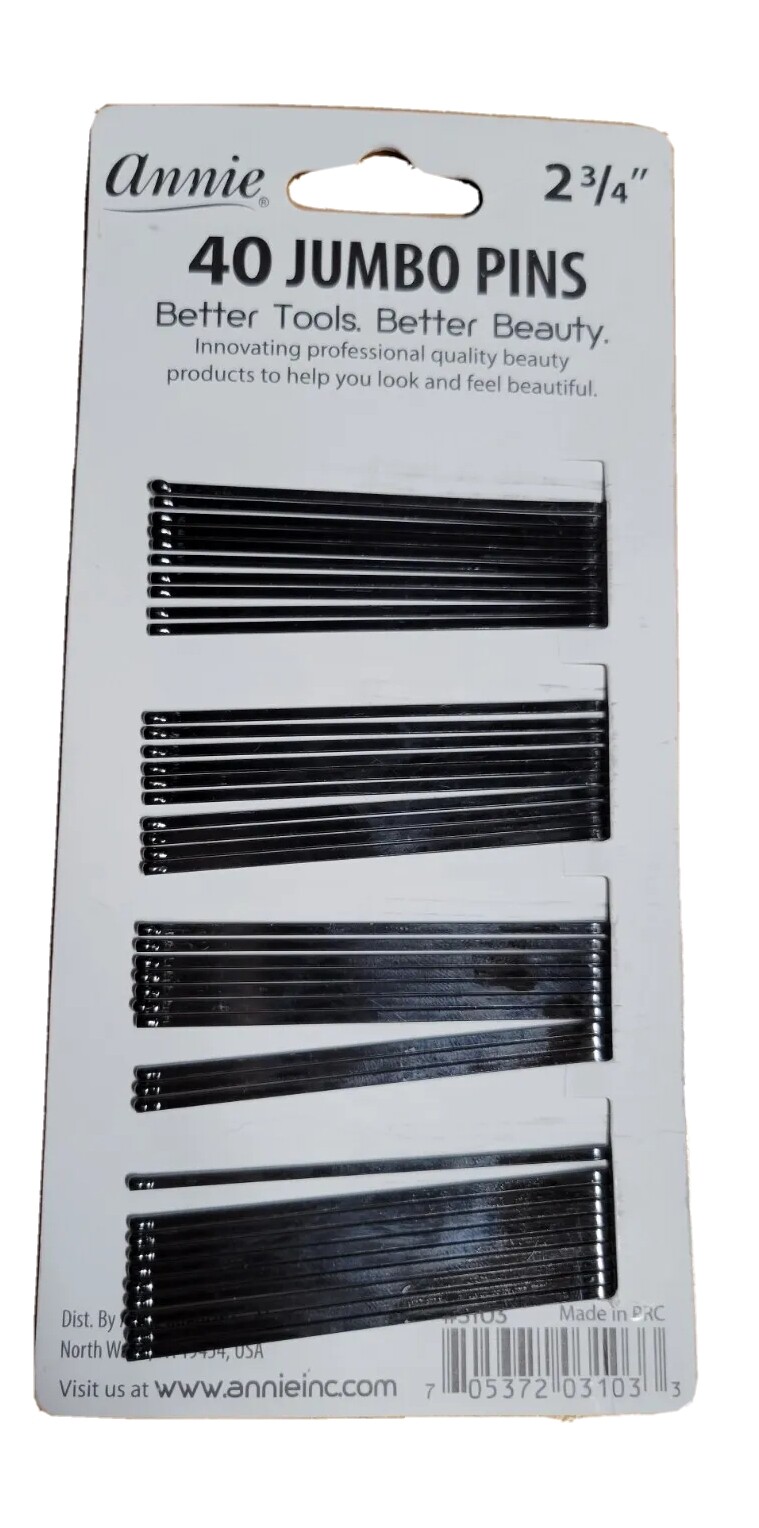 Annie 2 3/4” Bobby Pins Black Hair jumbo Pins Bob Pins 40 Pack