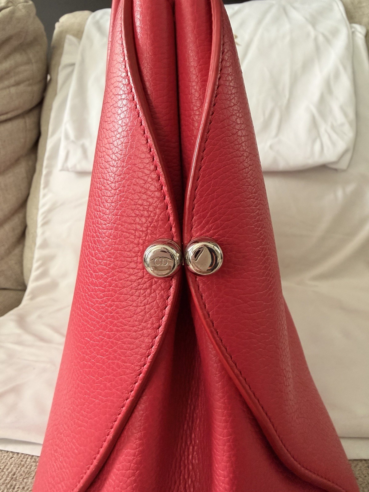 💕 Dior Large Bar Tote Bag – Pink – Logo Charm – Silver Hardware