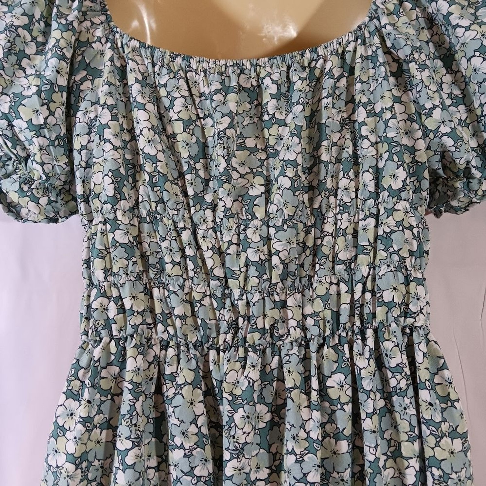 Hesperus Womens Medium Ditsy Floral Maxi Dress Green Milkmaid Peasant Cottage