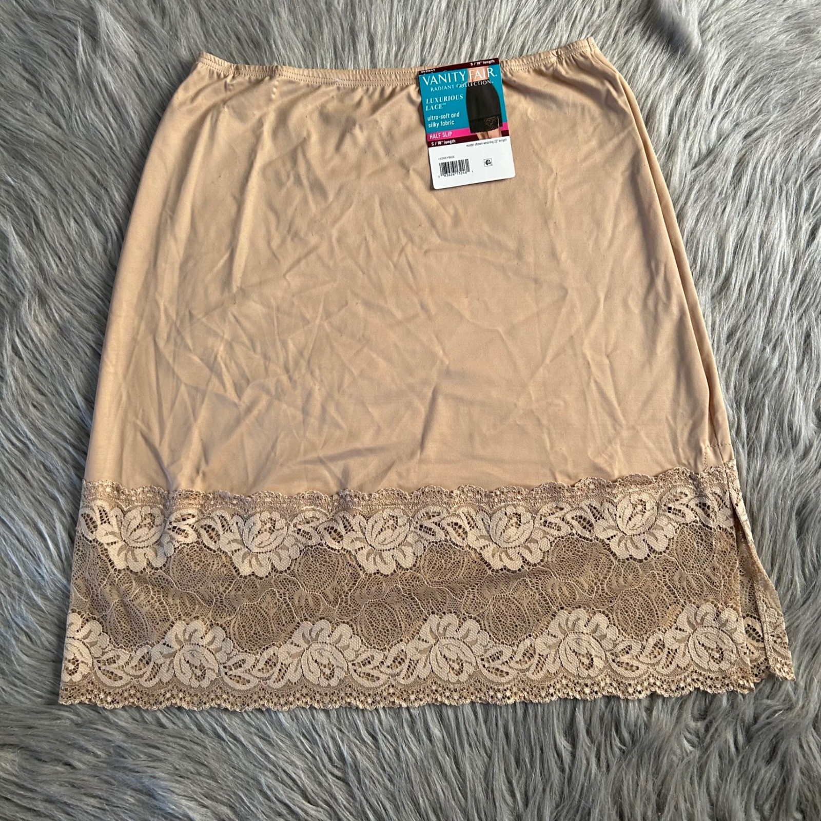 Vanity Fair Radiant Collection Half Slip Womens Size Small 18″ Brown Floral Lace