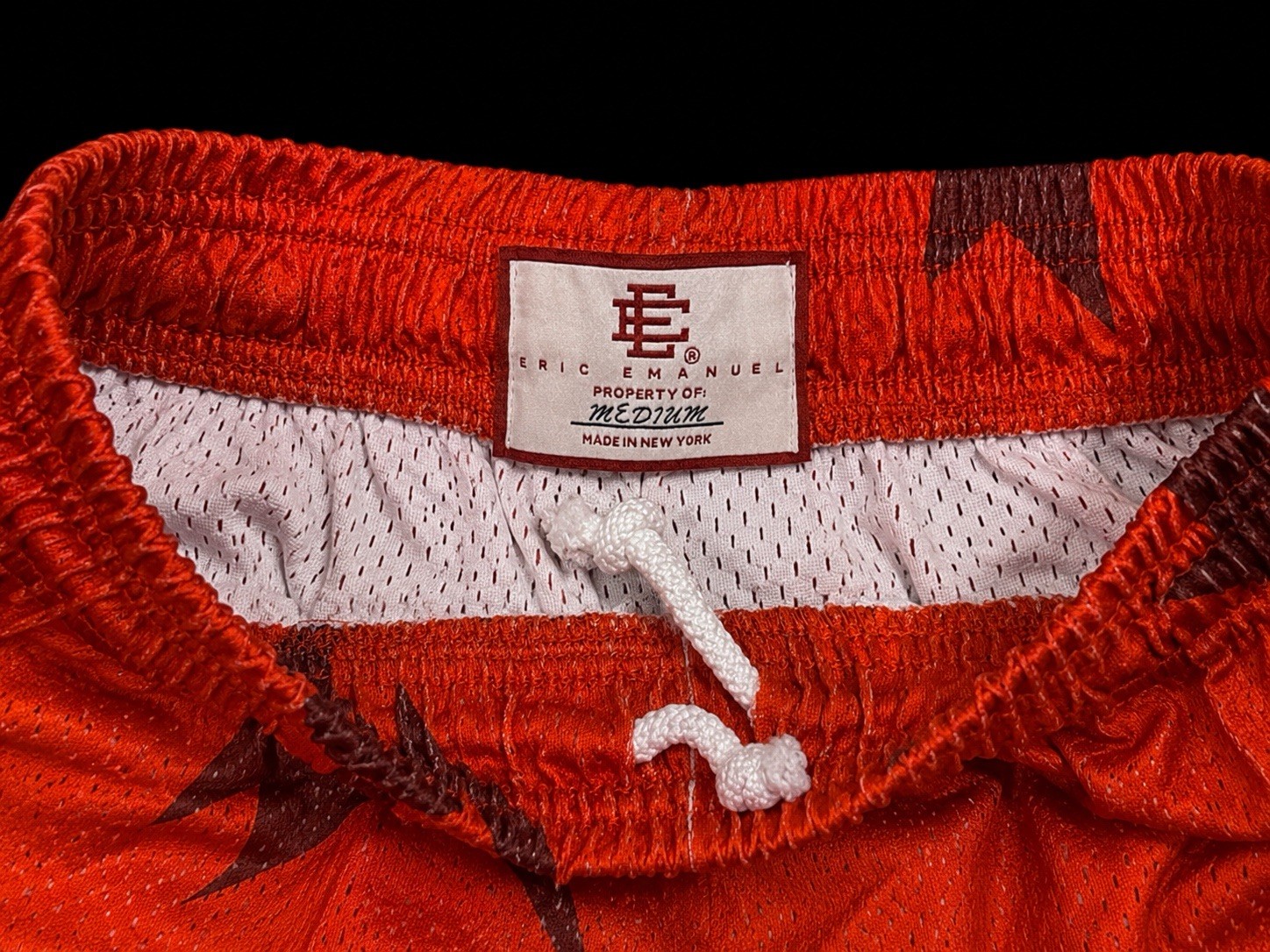Eric Emanuel EE Lightning Star Mesh Shorts Red Black Size Medium New