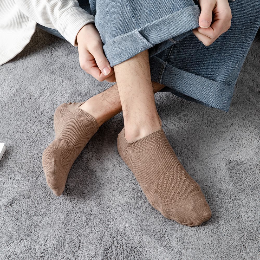 5 Pairs Men Cotton Short Tube Low Cut Boat Socks Breathable Thin Stretch Socks