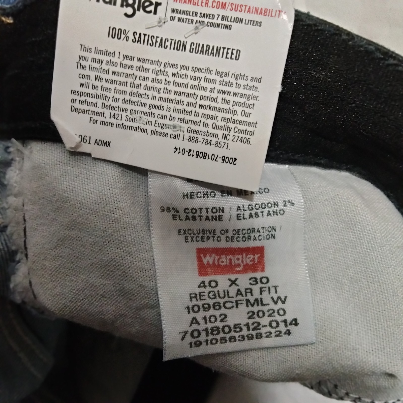 Wrangler Regular Comfort Flex Waistband Jeans Performance Series Men 40×30 32×30