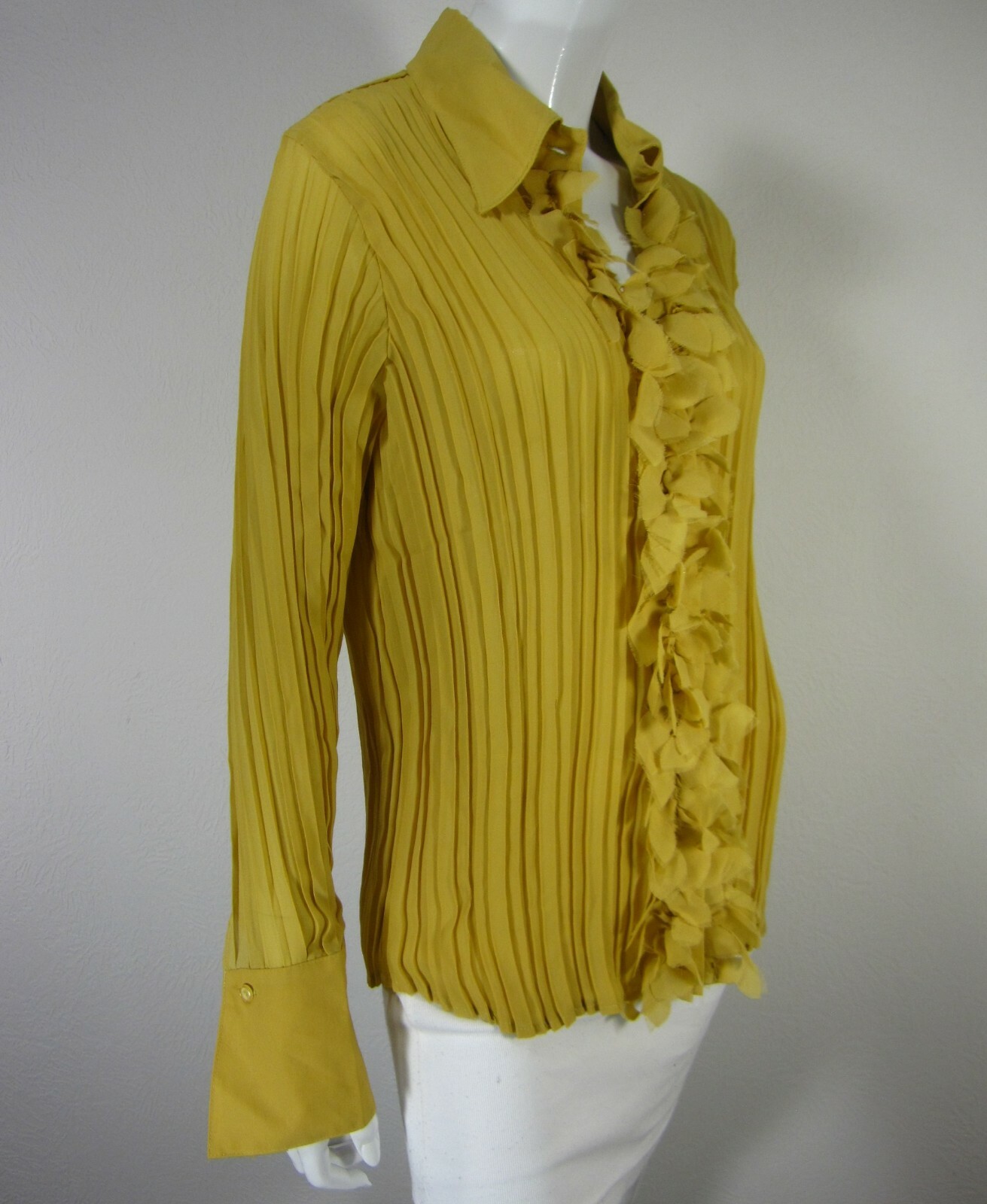 DRESS U II By SHARON NWT Long Sleeve Button Down Blouse Plus Size 1X Yellow 251