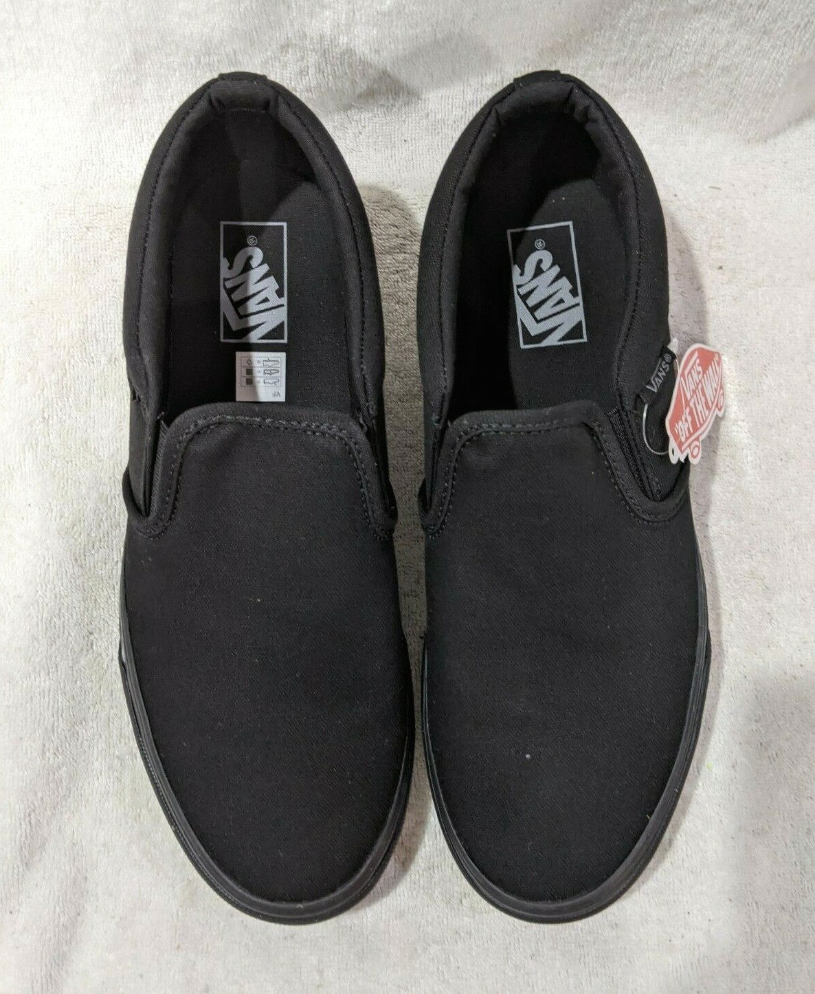Vans Men’s Asher Black Canvas Slip On Skate Shoes – Size 9.5/10.5/12 NWB