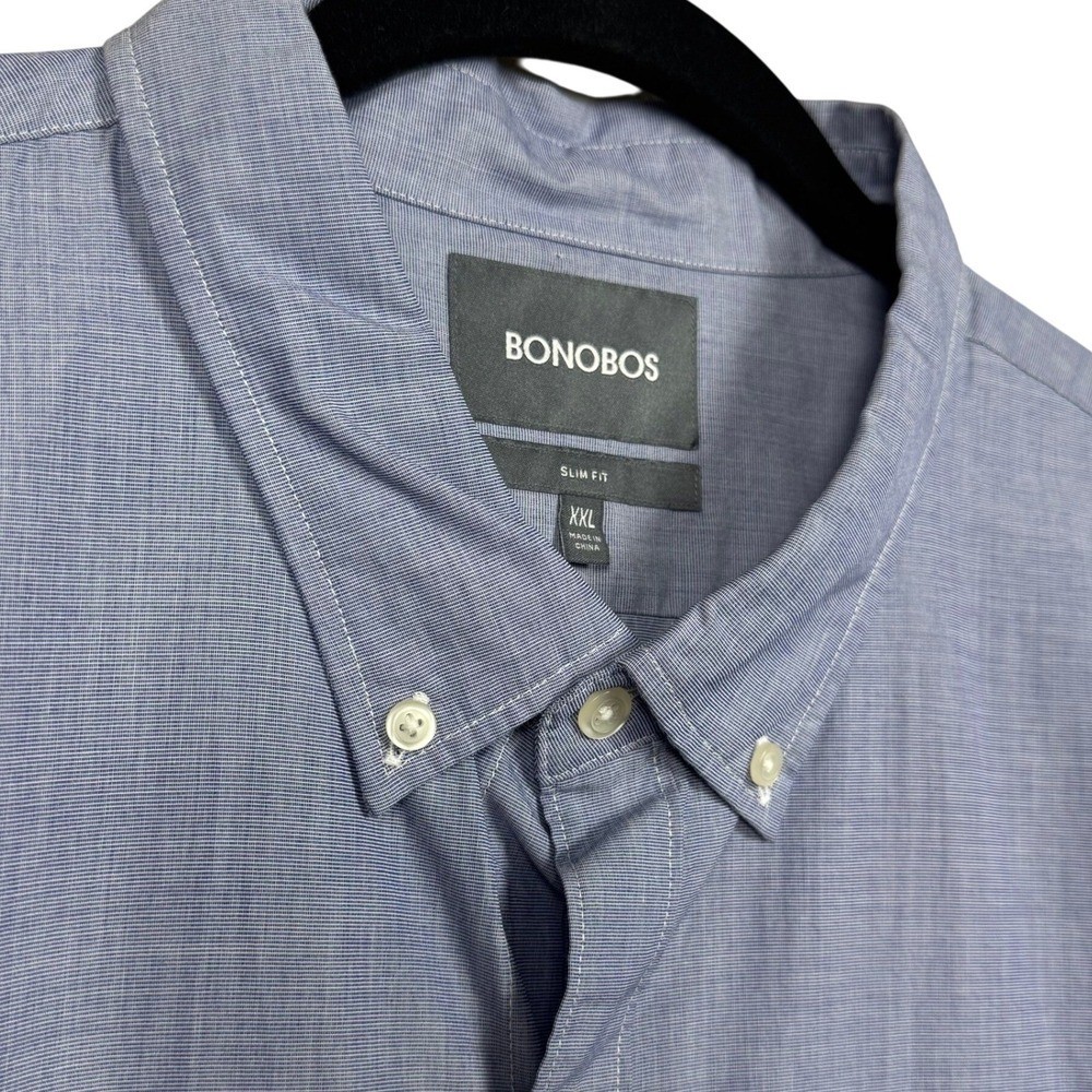 Bonobos Button Slim Fit Button Down XXL Blue Oxford Shirt Modern Preppy