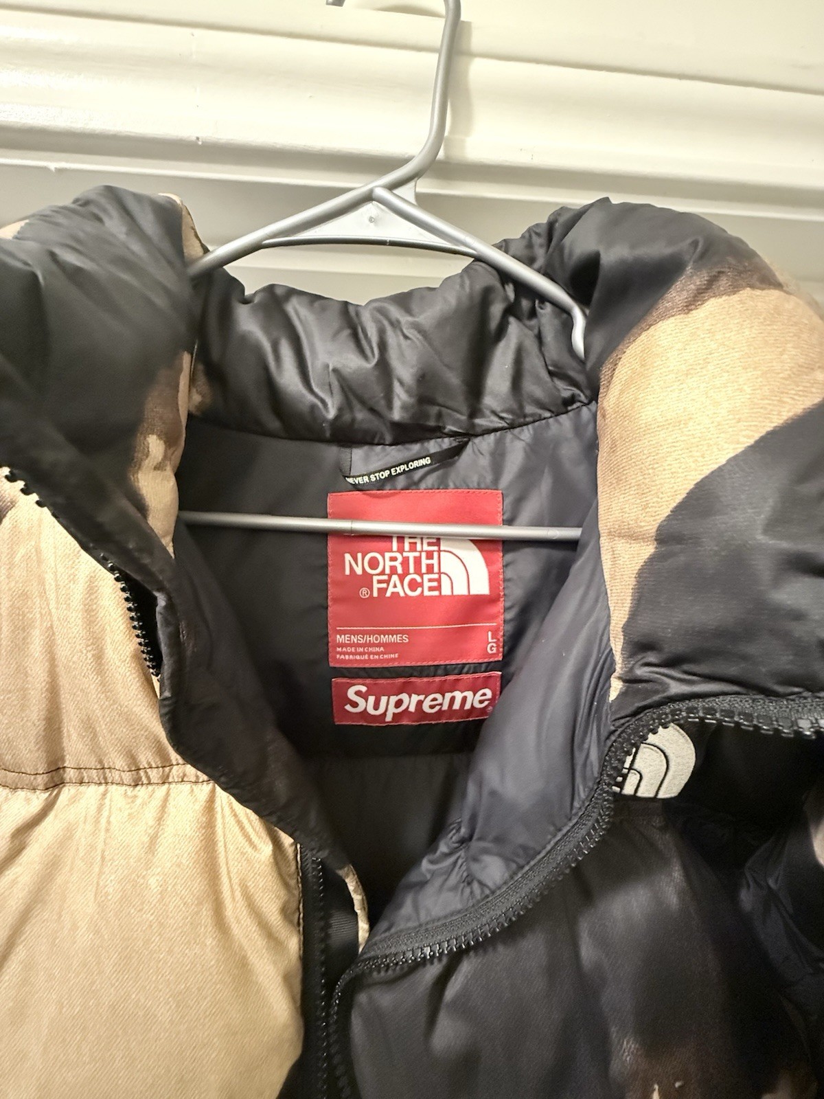 Supreme The North Face bleached denim print Nuptse Puffer