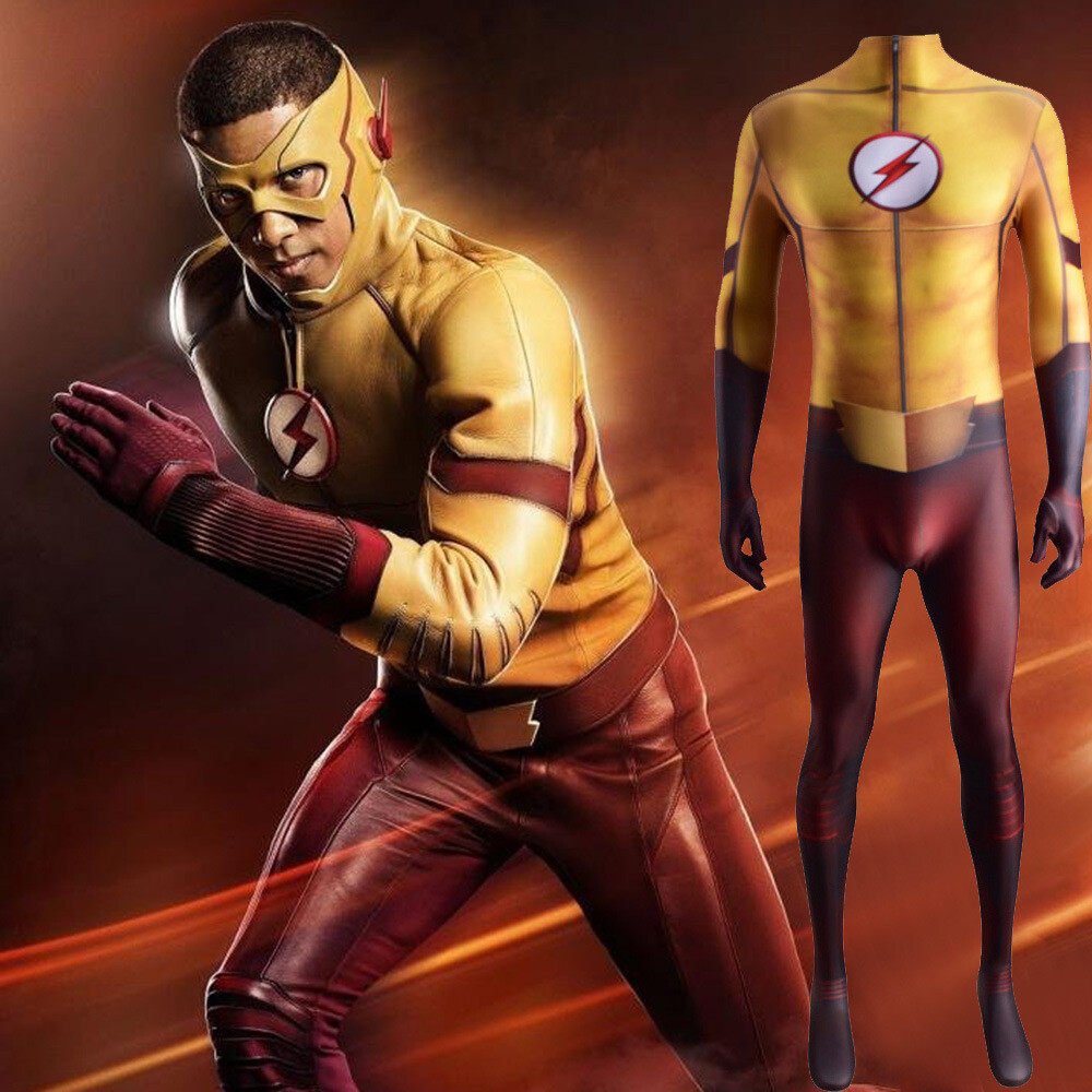 2021 Kid Flash Jumpsuit The Flash Bodysuit Cosplay Costume Halloween Adult Suit