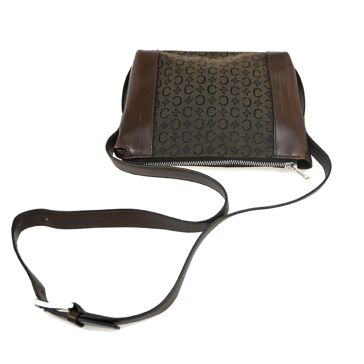 CELINE C Macadam Shoulder Crossbody Bag Canvas Leather Brown SHW Italy 67MA138