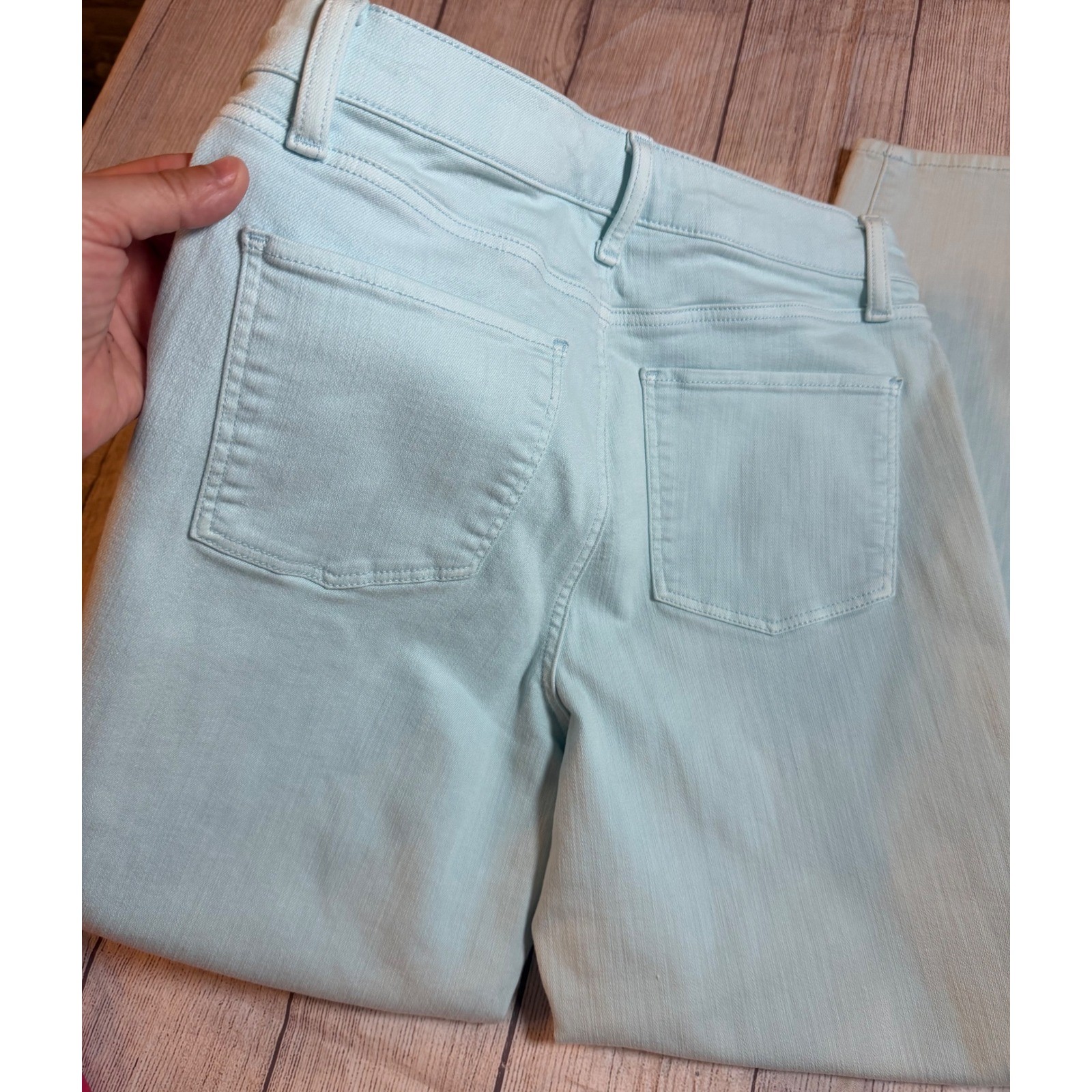 Talbots Womens Mint Turquoise Light Blue Slim Ankle Denim Jeans Pastel Size 6