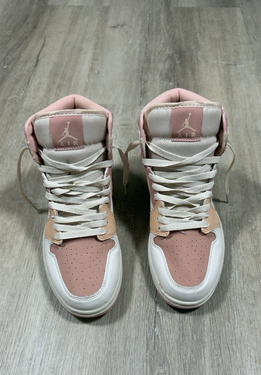 Nike Air Jordan 1 Mid Shoes Men’s Size 8.5 Apricot White Sneakers DH4270-800