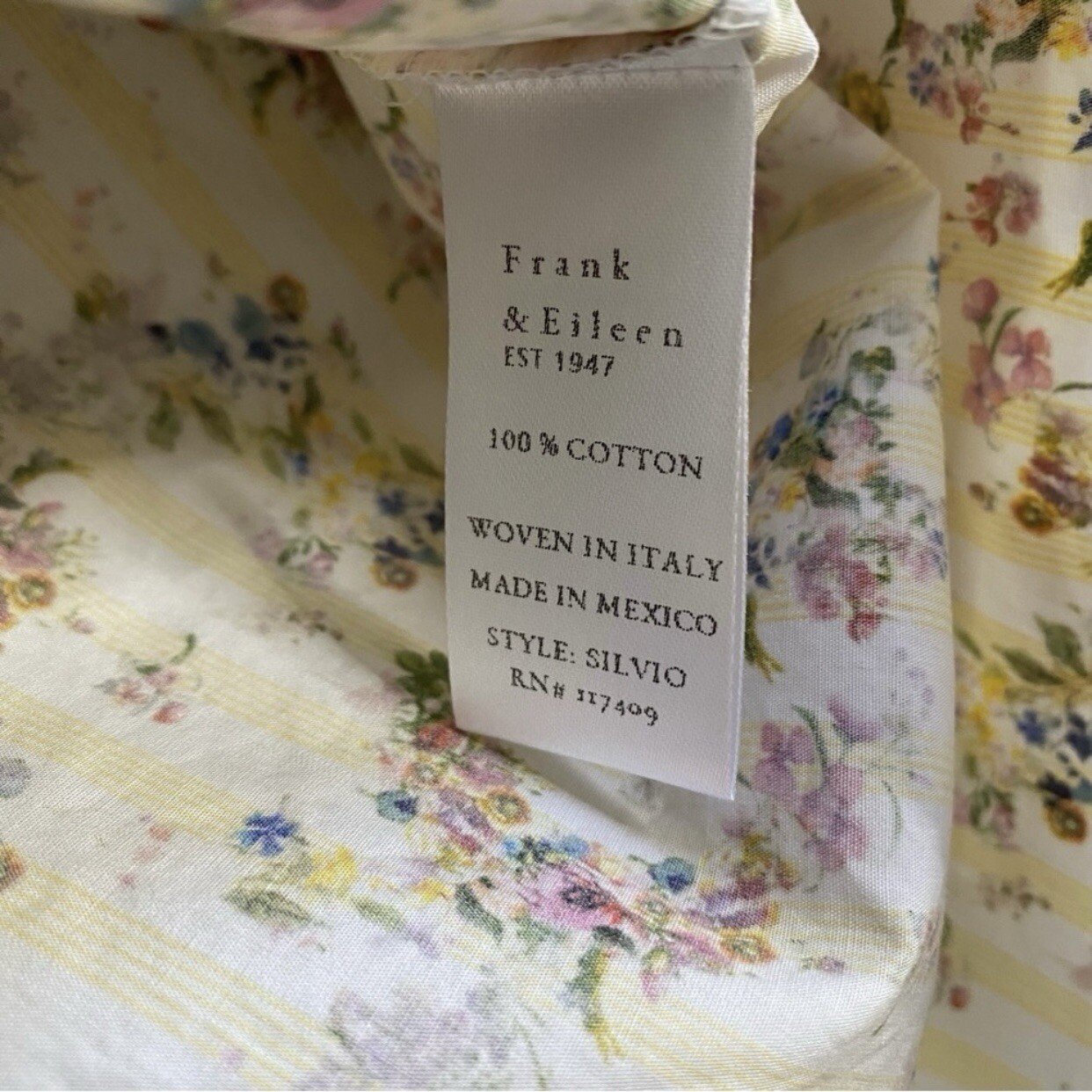 NWT Frank & Eileen Yellow Stripe Floral Button-Up Shirt