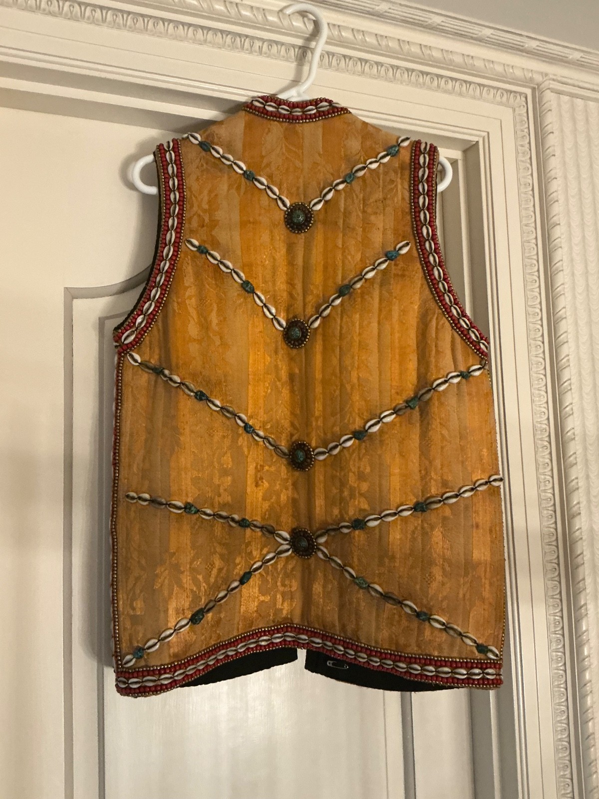 Ornate Tibetan Dignitary Vest with coral and cowrie shells 19th century
