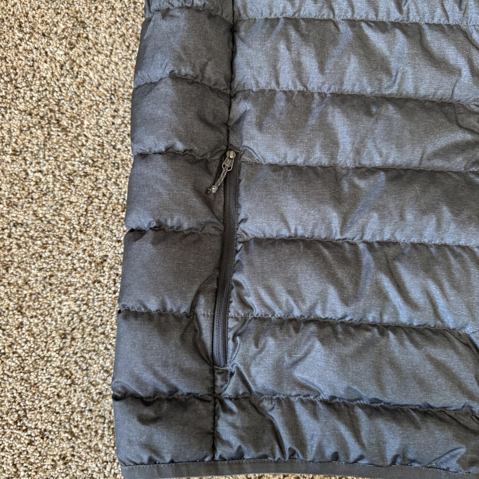 Eddie Bauer Down Vest Mens Large Gray Puffer Quilted 650 Fill Zip Lightweight