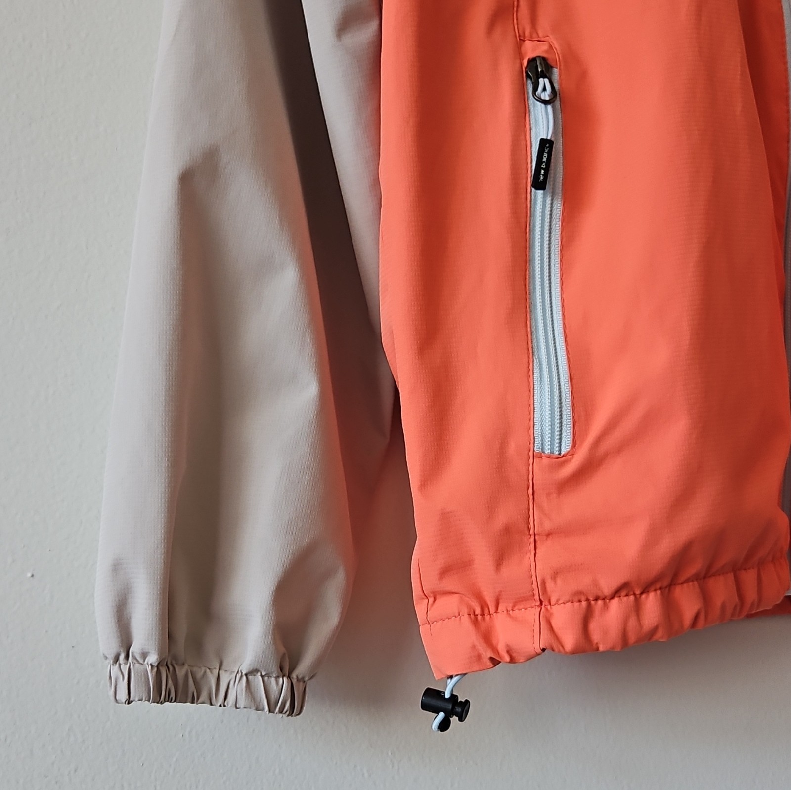 New Balance Colorblock Hooded Windbreaker Full Zip Jacket Beige/Orange Men’s S