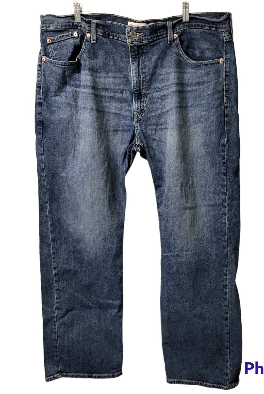 Men’s Denim Blue Jeans Signature by Levi Strauss Size W42 L30 Relaxed 5 Pocket