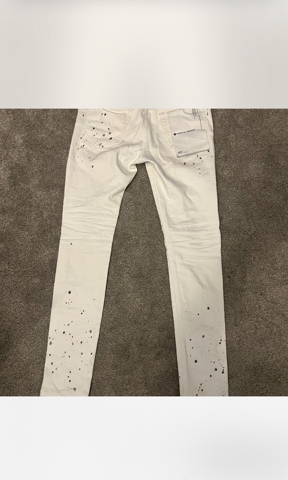 Purple Brand Men’s White Paint Splatter Distressed Skinny Slim Fit Jeans 28