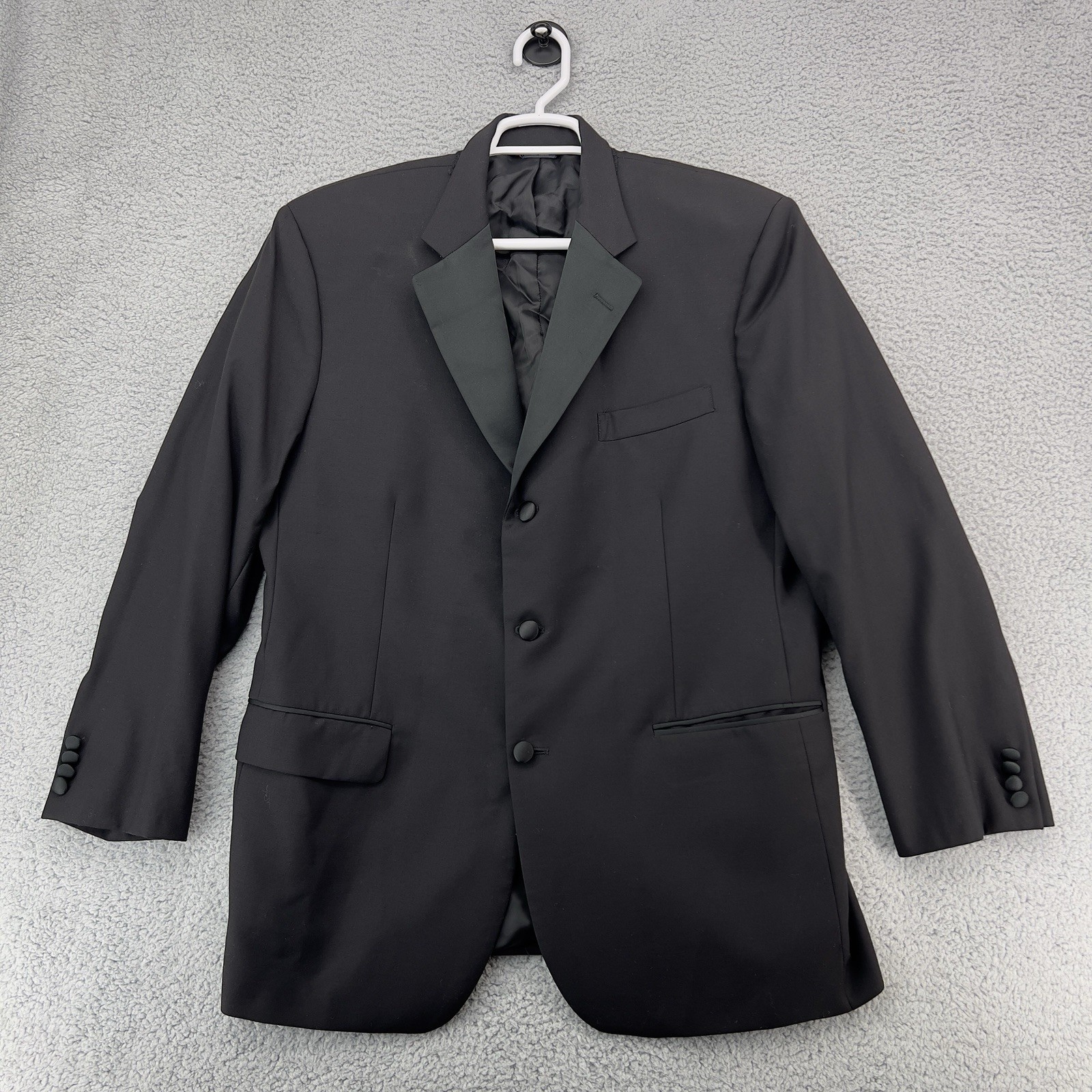 Brooks Brothers Madison 1818 Tuxedo Jacket 44R Black 100% Wool Satin Peak Lapel