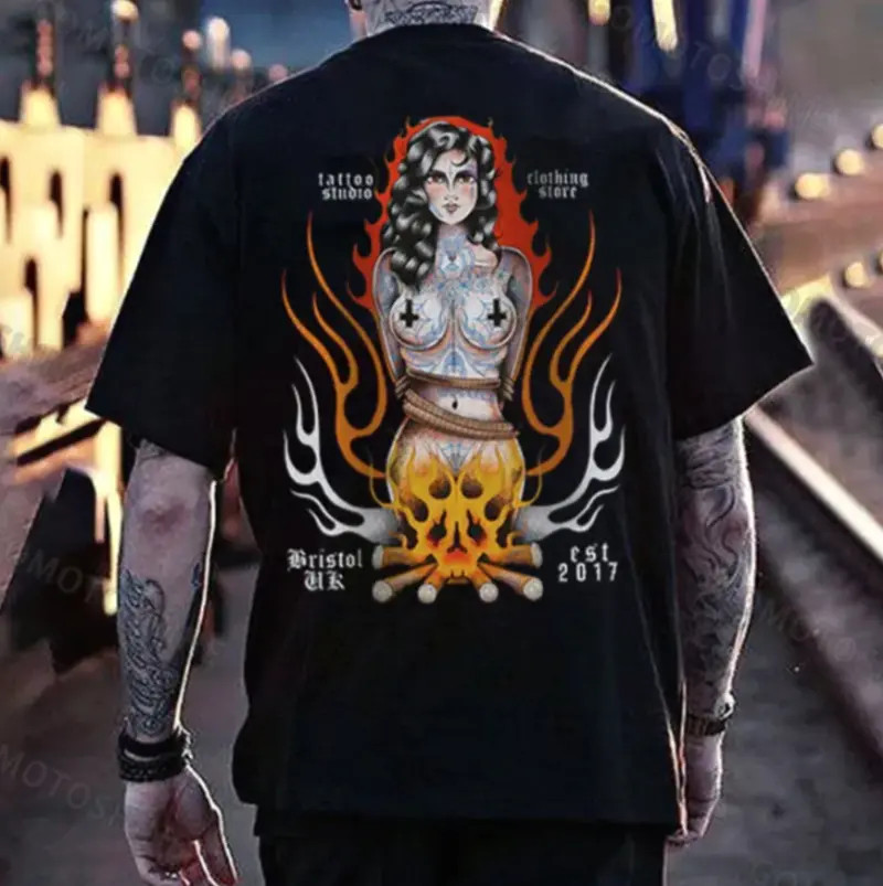 TATTOO STUDIO CLOTHING STORE Naked Tattooed Lady Print T-Shirt Gift For Him