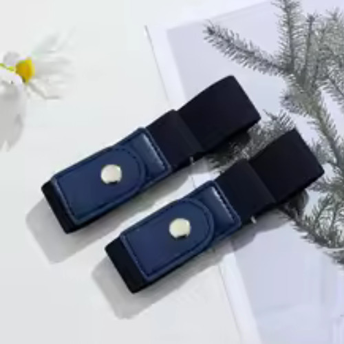2 Pack No Buckle Elastic Belt Invisible Loop Belt for Jeans Pants