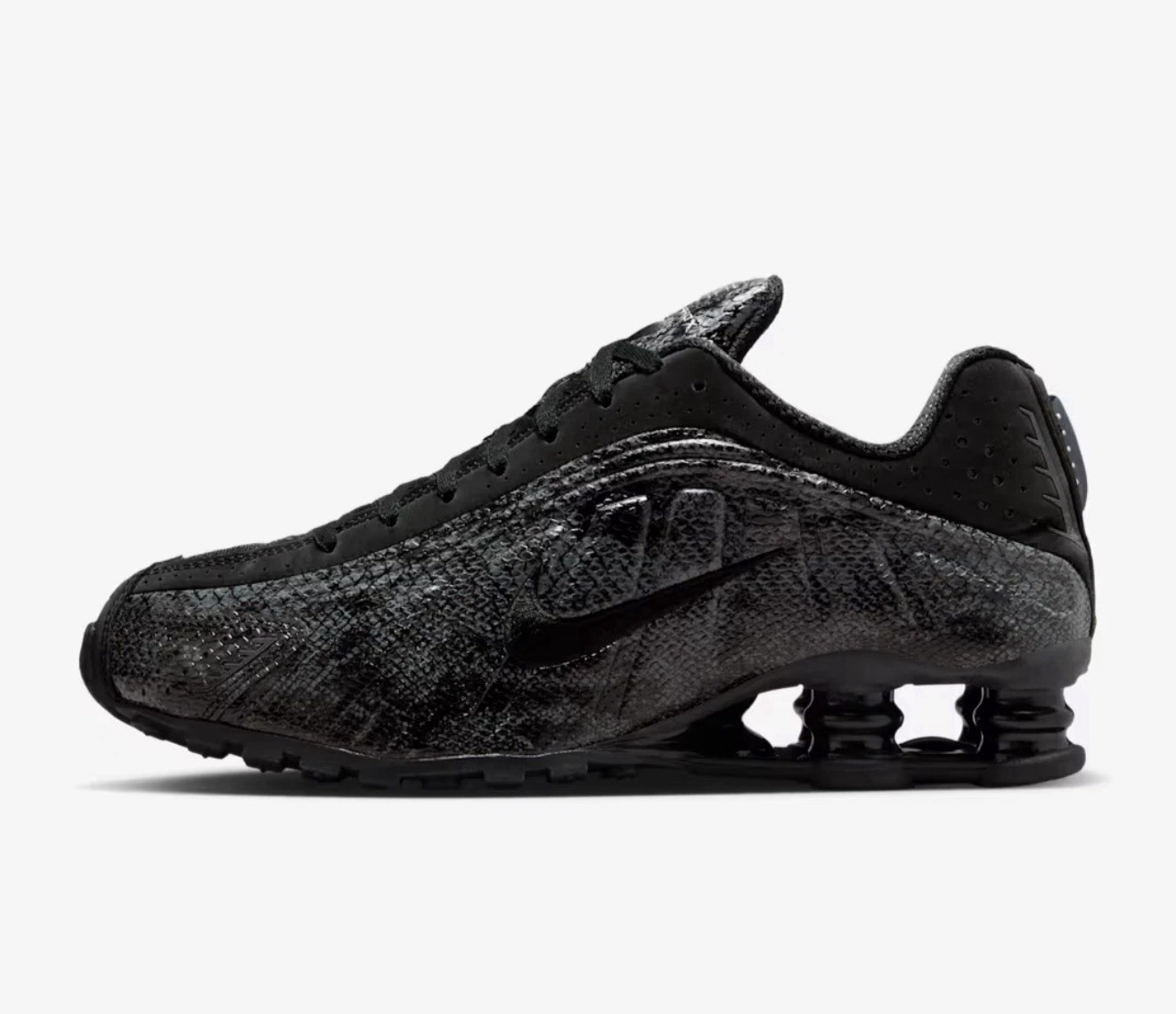 Nike Shox R4 Black Snakeskin Grey Running Sneakers IM6050-001 Women’s Size 10