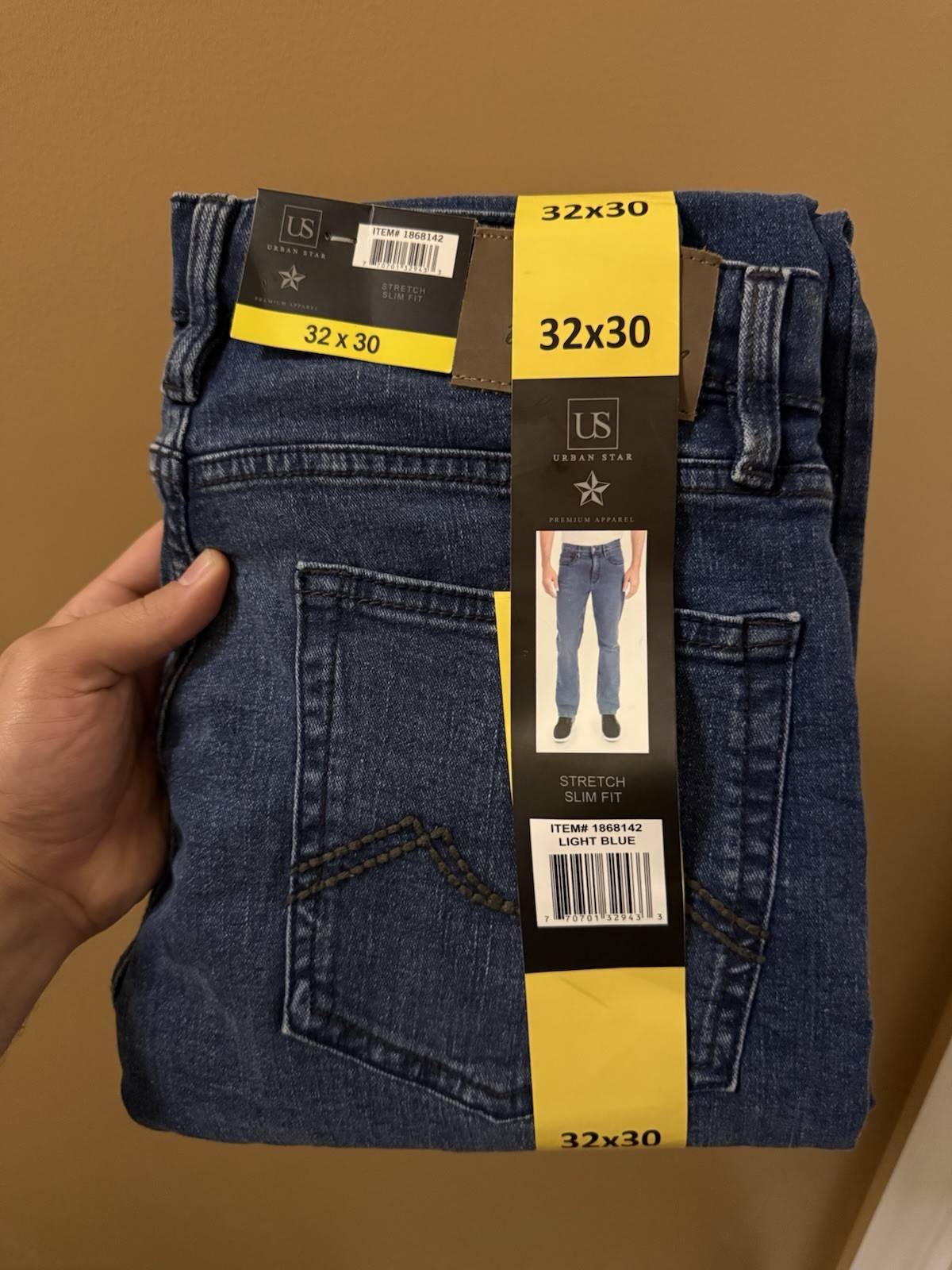 Urban Star Men’s Stretch Slim Fit Jeans, Blue, Size 32X30