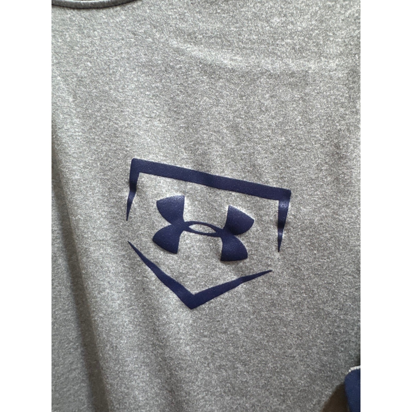 Under Armour Mens Baseball HeatGear 3/4 Sleeve Raglan Shirt Gray Navy Medium