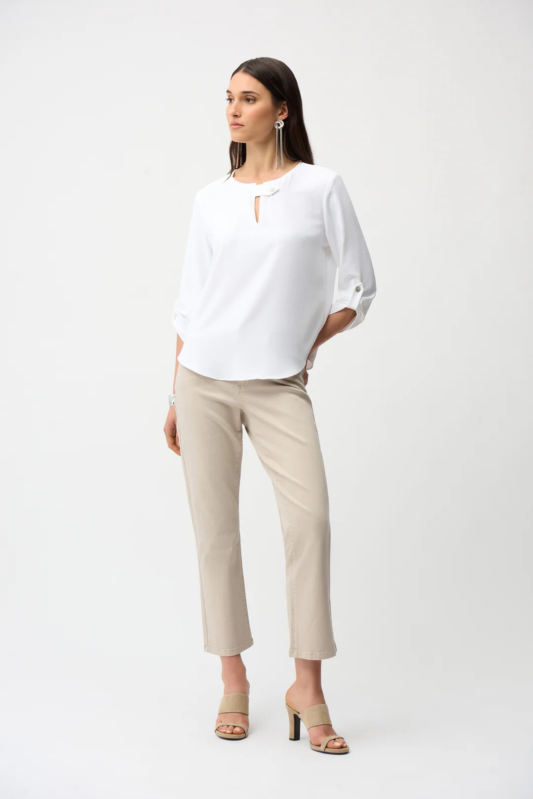 Joseph Ribkoff Keyhole Neck 3/4 Sleeves Boxy Top 261036