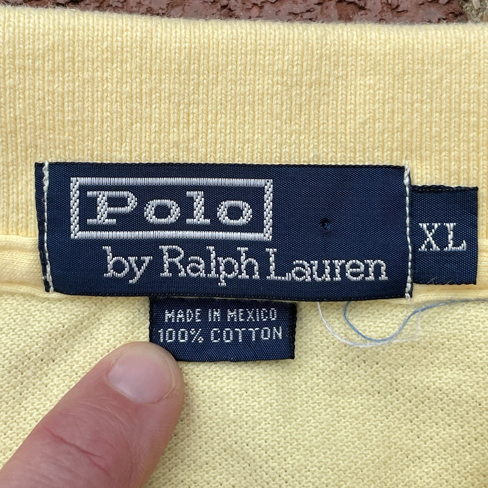 Vintage Polo Ralph Lauren Shirt Men Size XL Yellow Blue Pony Short Sleeve Preppy