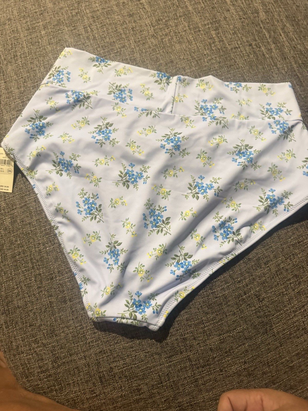 Aerie Women’s Floral High-Waisted Bikini Swim Bottom Light Blue/Green M