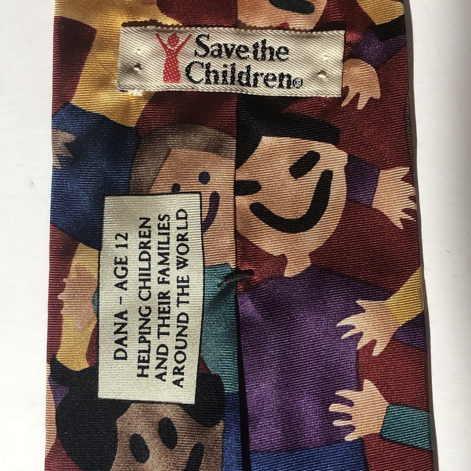 Vintage Save The Children Silk Tie Classic length 57-60 in RN 30187