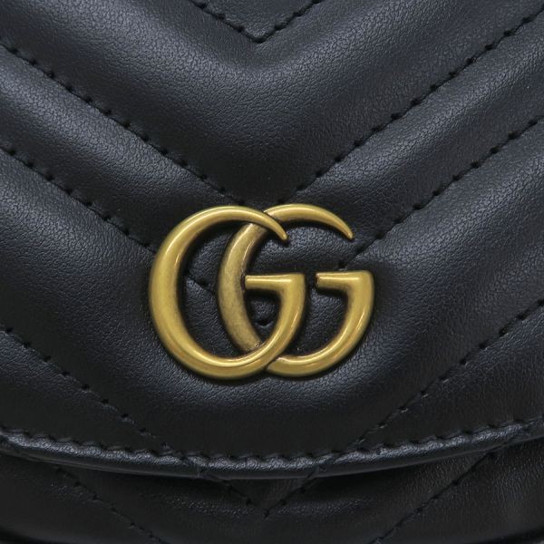 Gucci GG Marmont Half Moon Chain Shoulder Bag Black Leather Quilted 746431