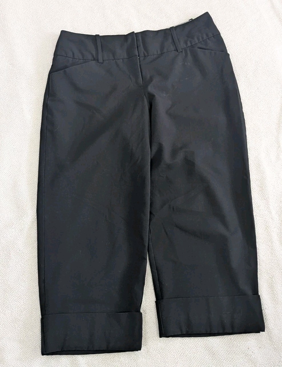 Worthington Women’s Petite Black Flat Front Cropped, Cuffed Pants 6P
