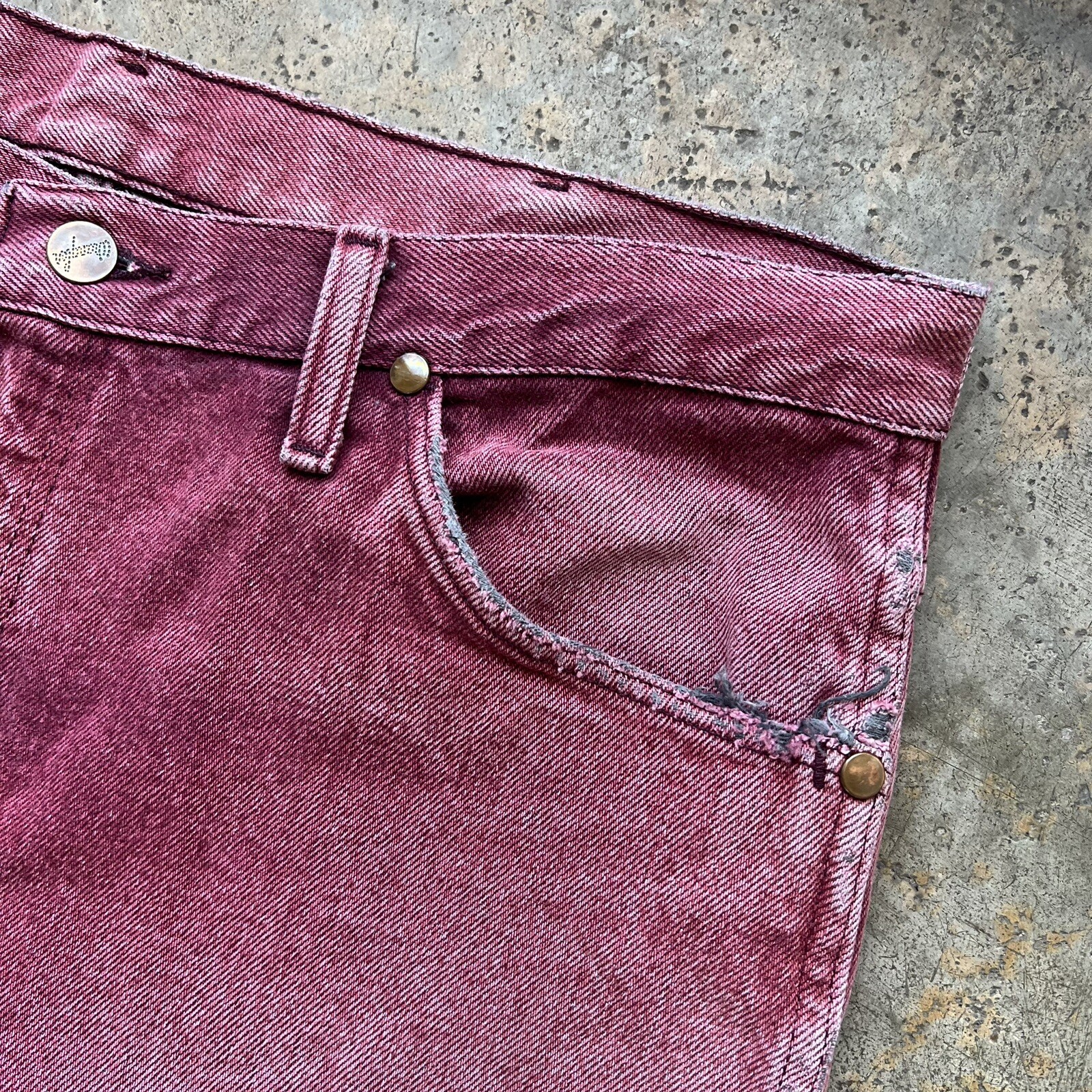 Vintage Wrangler Stonewash Sun Faded Red Denim Jeans 36×30 936BLT Cowboy Cut