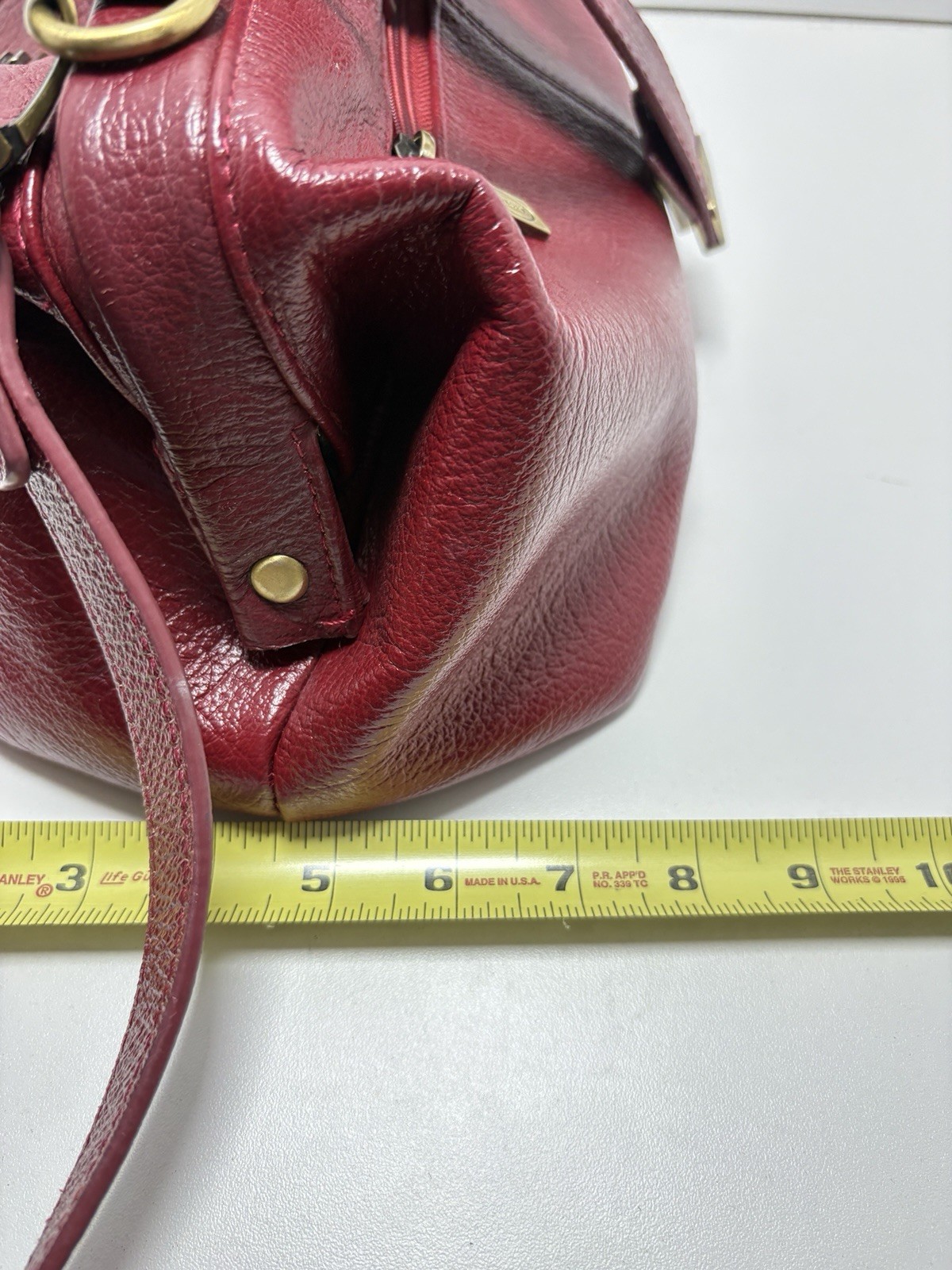 Ameri Leather Hillary Crossbody Red Bag W/ Handle Doctor Bag 13” X 6.75. 6.75