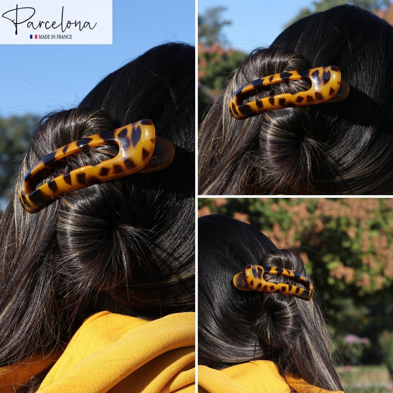 Parcelona French Oval Slider Large 4.75″ Celluloid Side Hair Claw Clips(2 Pcs)
