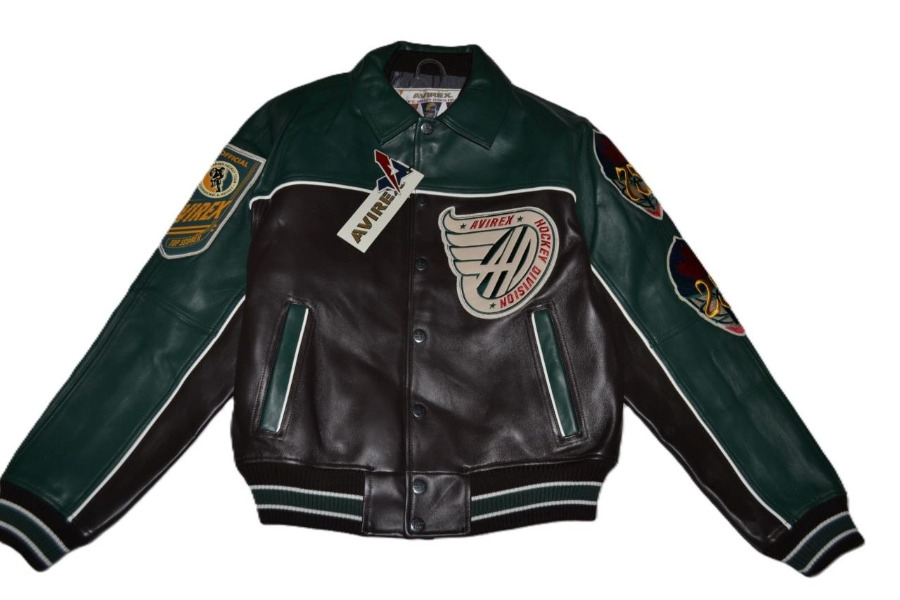 AUTHENTIC MENS AVIREX CANADIAN DIVISION JACKET BOMBER GREEN BROWN NEW ALL SIZES