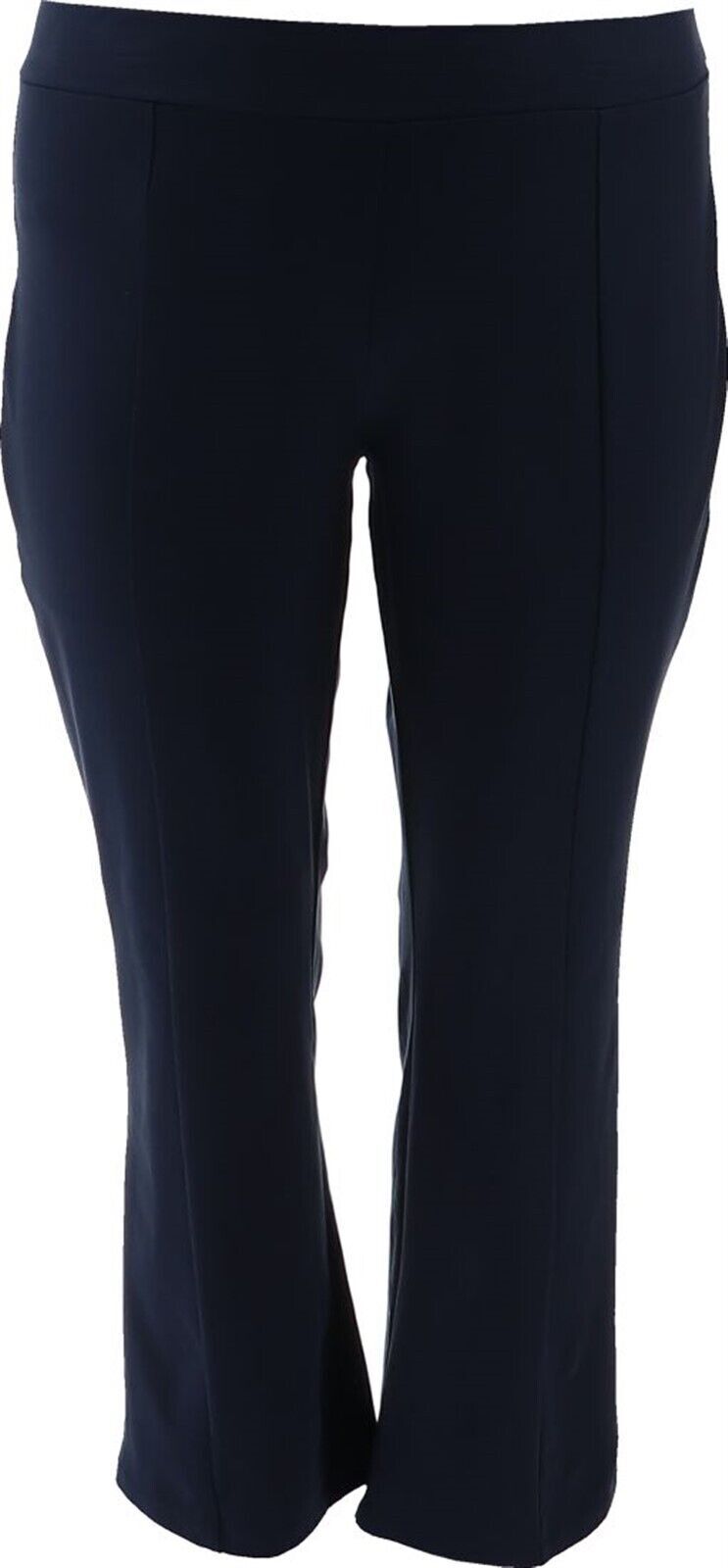 Susan Graver Reg Weekend Premium Stretch Mini-Bootcut Ankle Shirt Navy 5X New