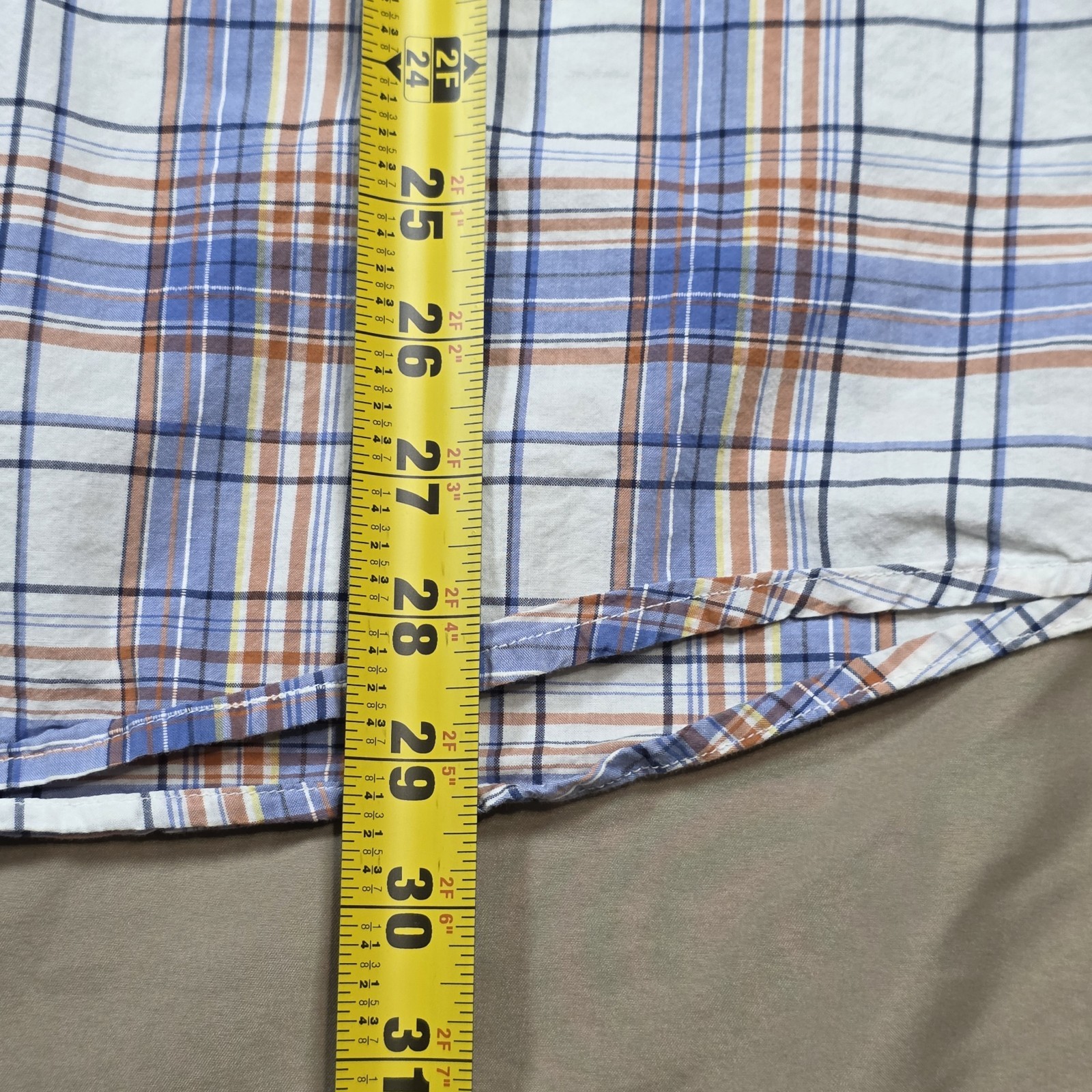 American Eagle Outfitters Men’s L Plaid Cotton Button-Down Shirt Blue Pockets