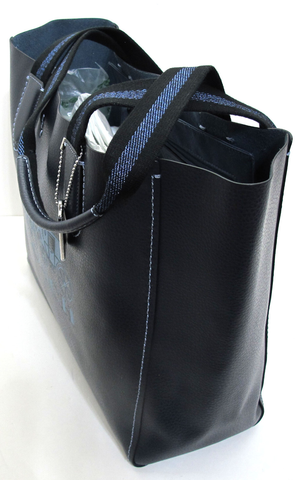 NEW Authentic COACH Embossed Horse & Carriage Leather Derby Tote Midnight Navy