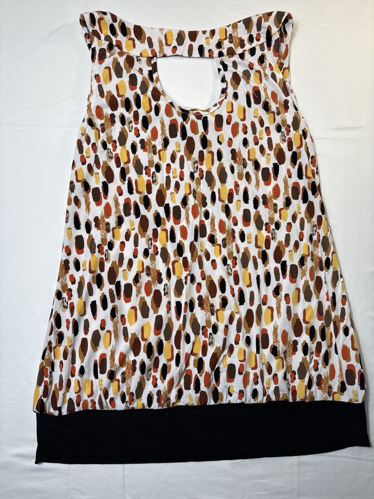 New Directions Multicolor Abstract Knit Cowl Neck Keyhole Tank Top Size L