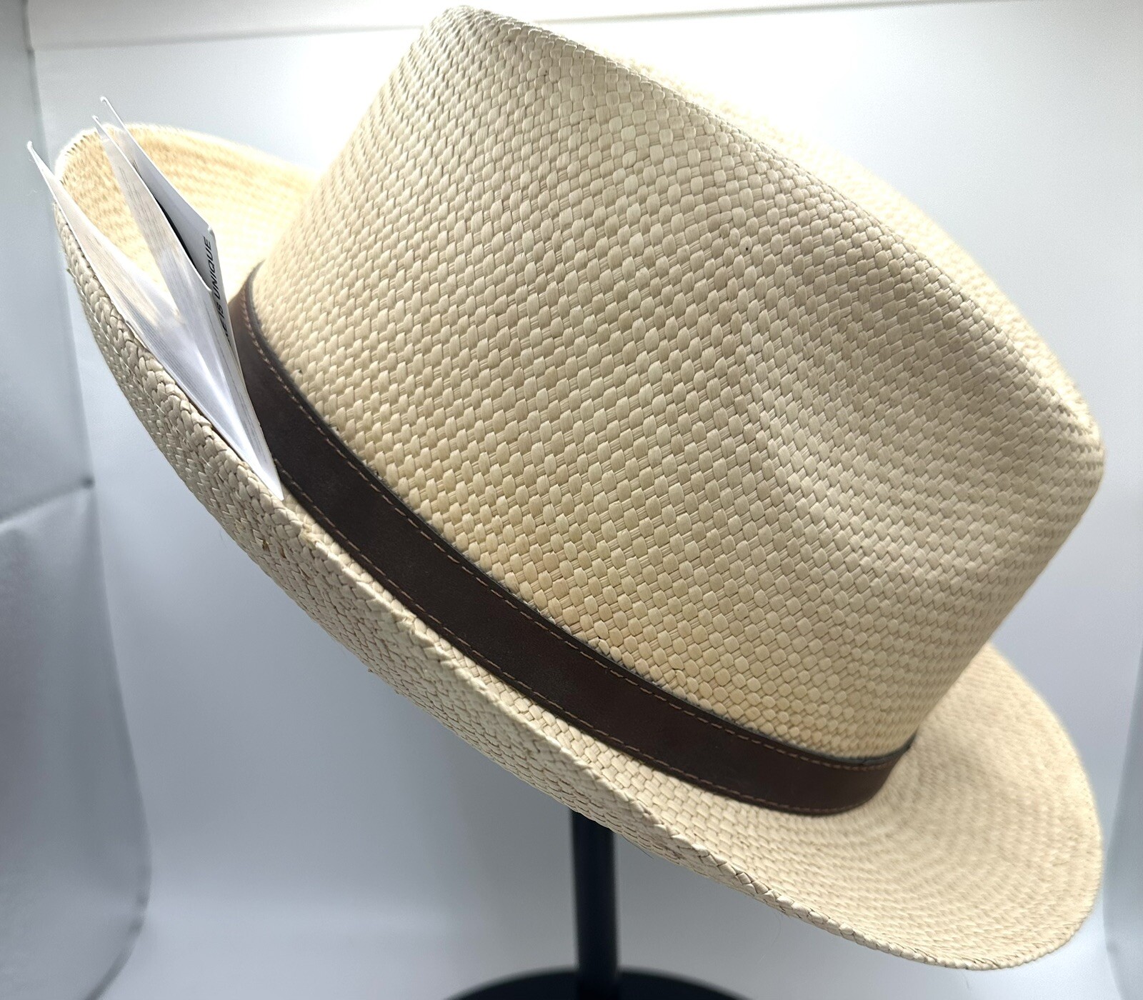 Ultrafino Austral Men Panama Straw Hat 7 1/4 Hand Woven Ecuador Toquilla Fedora