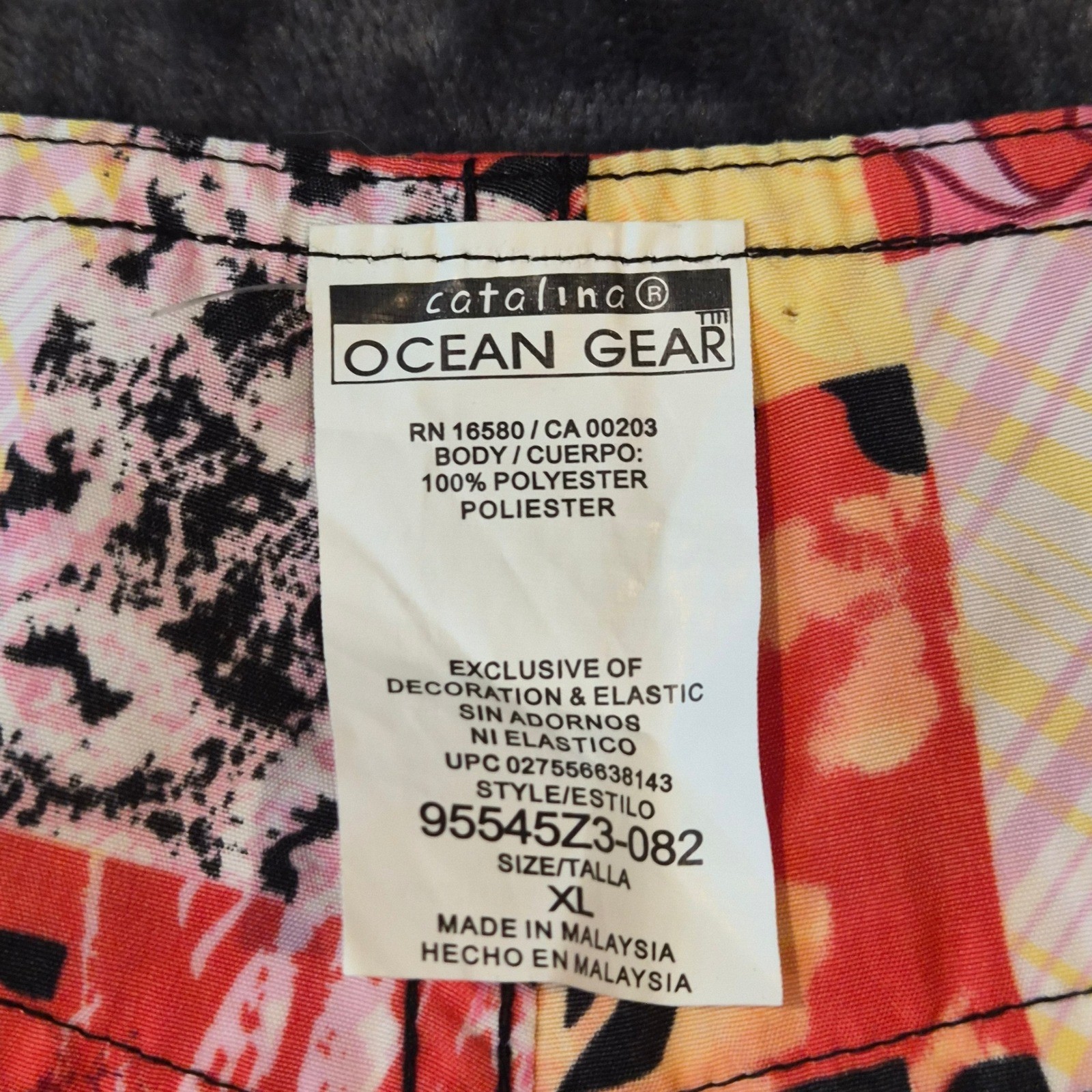 Catalina Ocean Gear Board Short XL Pink Orange Hibiscus Floral Patchwork 95545Z3