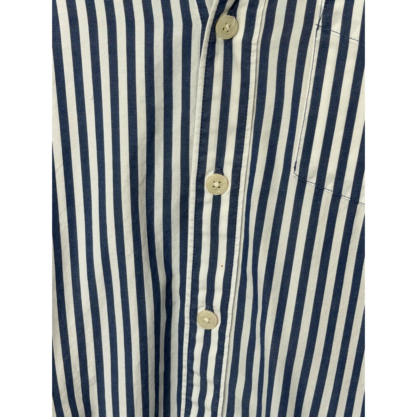 Todd Snyder Mens Blue Striped Button Down Shirt Large Tailored Crisp Poplin