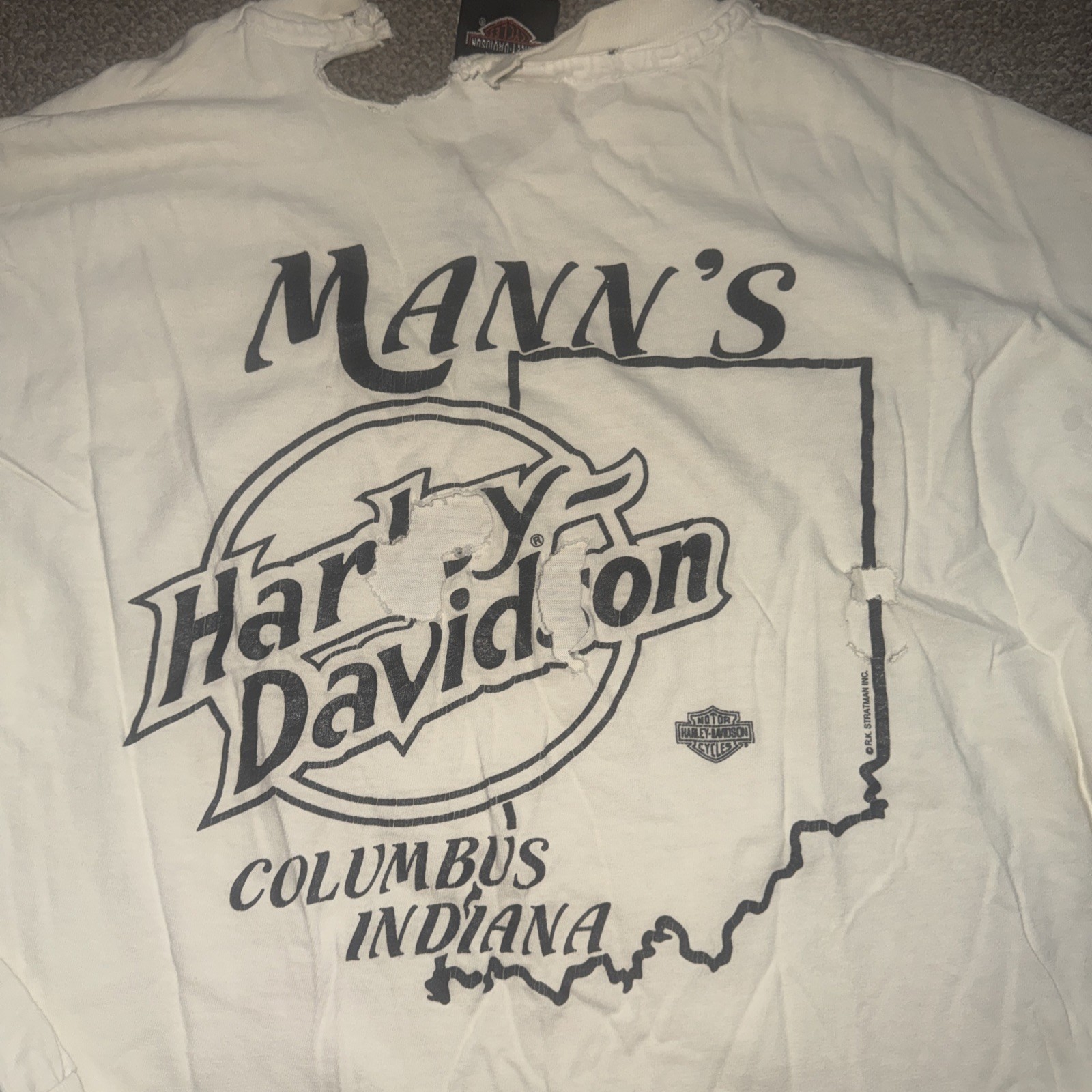 Vintage Harley Davidson Long Sleeve T Shirt White Wolf Feathers Size Large