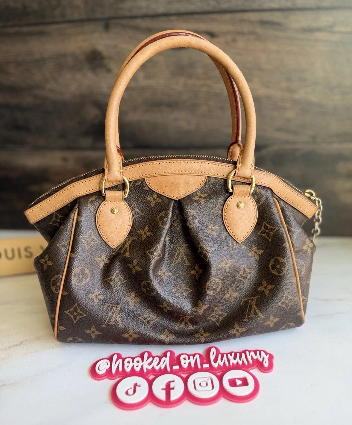Authentic Louis Vuitton Tivoli PM Monogram Leather & Canvas Handbag Purse Tote